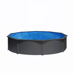 Сглобяем кръгъл басейн с метална стена GRE ANTHRACITE Ø460 x h120 см